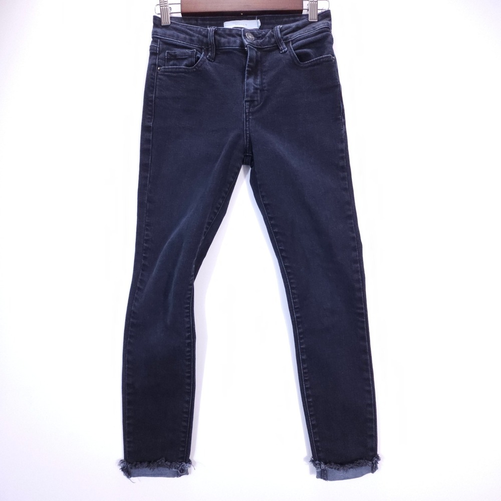 Hidden Jeans Skinny Denim Women 25 Black Raw Fringe Hem Streetwear Preppy EUC